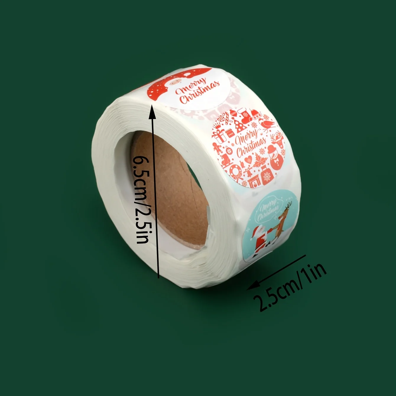 500 stickers/roll Christmas-themed round stickers, various patterns, suitable for DIY cards and gift packaging seals