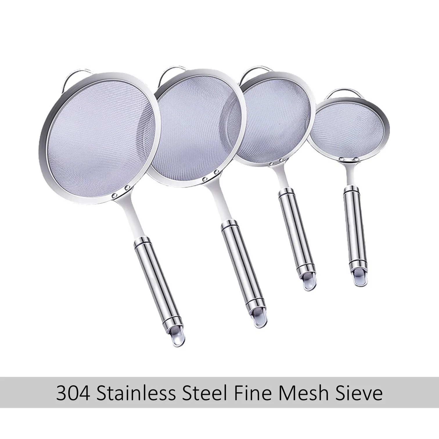 

LFGB Certificated 304 Stainless Steel Colander Fine 30 Mesh Fruit Juice Sieve Never Deform Kitchen Powder Filtering Tool Sifter