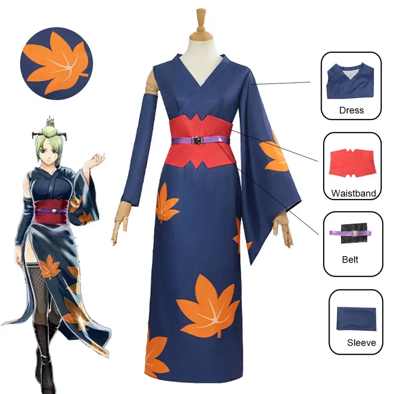 Новый костюм кимоно для косплея, аниме Gintama Tsukuyo, сексуальное платье с кленовым листом для женщин и девочек, одежда для выставки в стиле комиксов, Хэллоуин 5, 5ftu^
