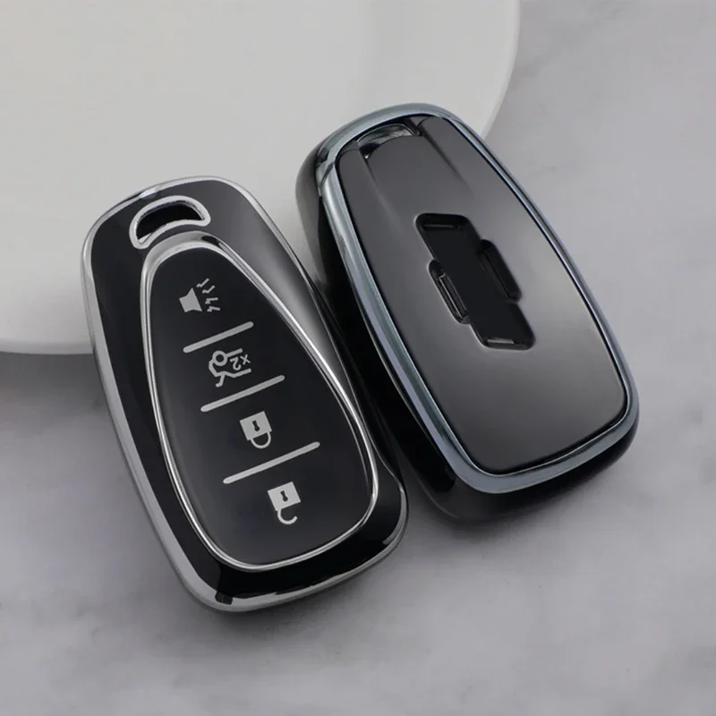 4/5 Bottons Silver Tpu Car Key Case Cover for Chevrolet Chevy Camaro Cruze Malibu Traverse Equinox 2016 2017 2018 2019 2020