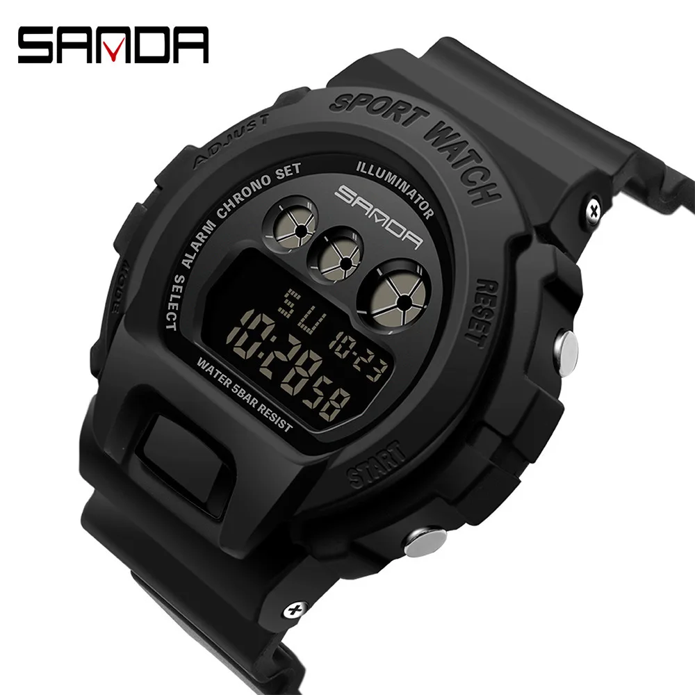 

SANDA New Brand Outdoor Sports Men LED Digital Watch Waterproof Wristwatches Alarm Chrono Watches Mens Clock Relogio Mascuo