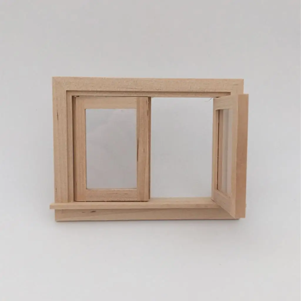

Wooden Miniature Window Frame Unpainted 2 Pane Dollhouse Accessories for 1 12 Dolls House DIY Room Decoration
