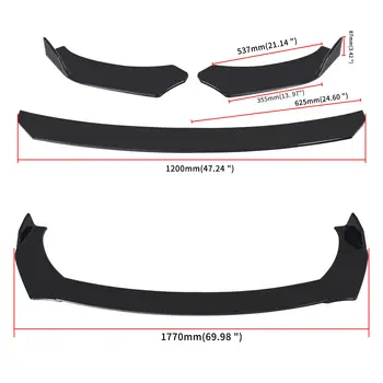 優質汽車配件通用前保險桿擾流板唇擾流板擴散器車身套件黑色翼片側裙延伸保護器 6 最佳銷售 印度花冠部件 - №1