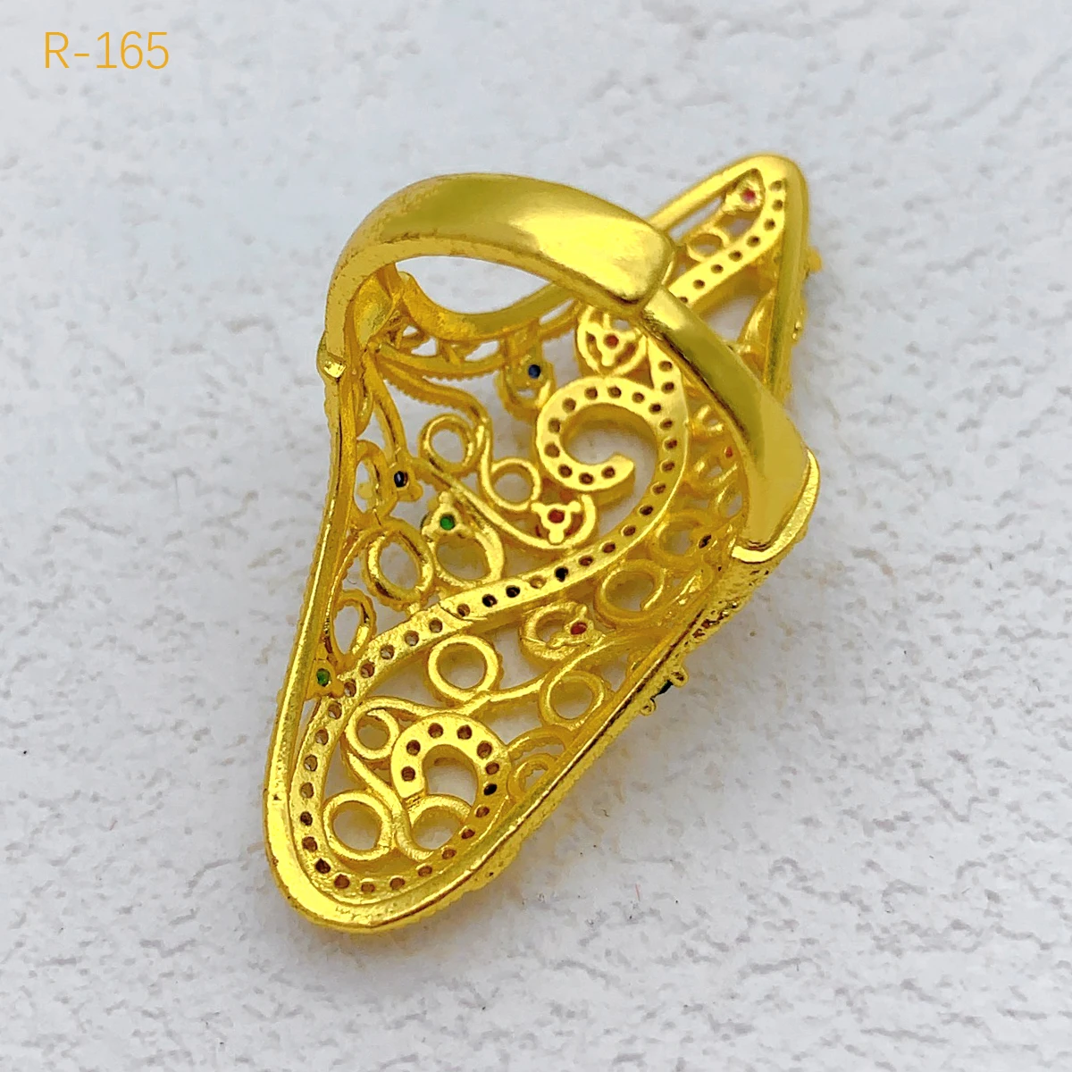 ANIID Indian Style Dubai Gold Plated Long Rings For Women Resizable Ethiopia Arab Wedding African Gift Nigerian Big Jewellery