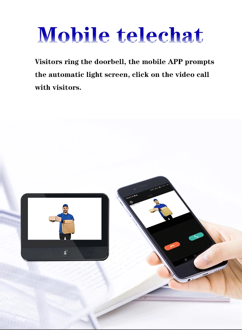 4.3inch Tuya APP WiFi Doorbell Visual Door Peephole Video Door Phone Camera PIR Home Security Wireless Intercom For IOS Android