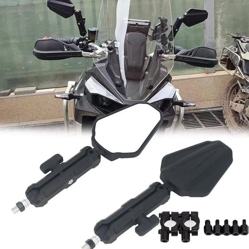 Folding Motorcycle Rearview Mirrors Off Road Adv Wide Side Mirrors for Motorcycles mountain bikes  off-road vehicles etc