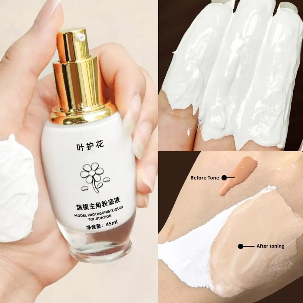 Fondotinta liquido bianco puro da 45 ml, crema bianca a copertura totale, duraturo, per il festival cosplay di Halloween F1G2