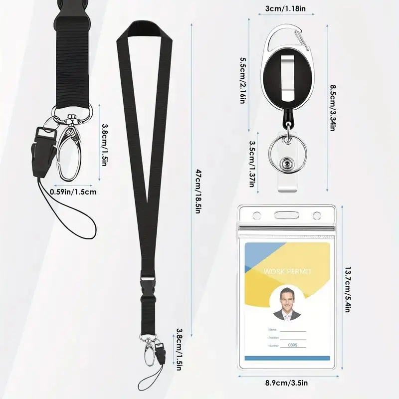 Cordino da crociera con clip per carta, tracolla staccabile con porta badge identificativo verticale in PVC trasparente impermeabile su entrambi i lati