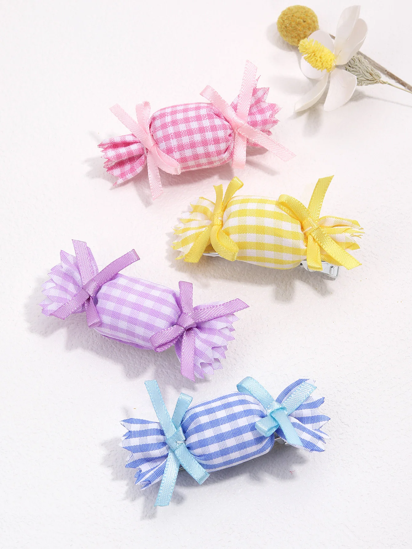 4pcs/set Candy Hair Clips Solid Ribbon Bowknots Hairpin For Girls Children Handmade Hairgrip Kids Cute Headwear Hair Accessories