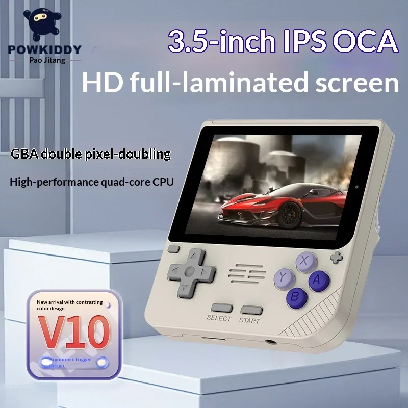 Powkiddy V10 Open Source Handheld Game Console HD Vertical Screen 64Bit 3D Emulator Support GBA FC MAME for Retro Game Players
