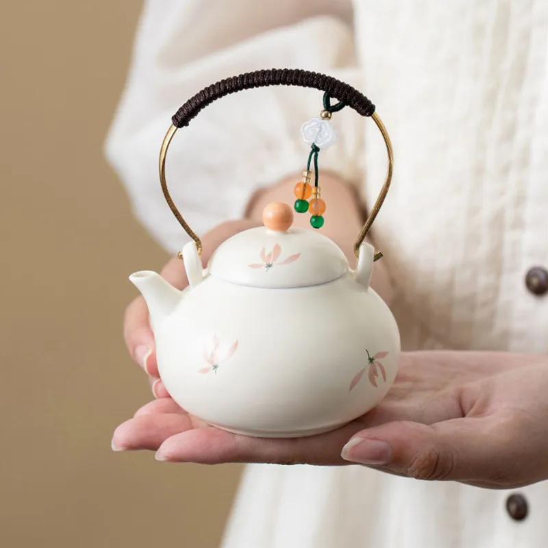 

Chinese Traditional Ceramic Teapots Handmade Orchid Flowers Tea Pot Household Travel Portable Tea Set Beauty Tea Infuser Kettle
