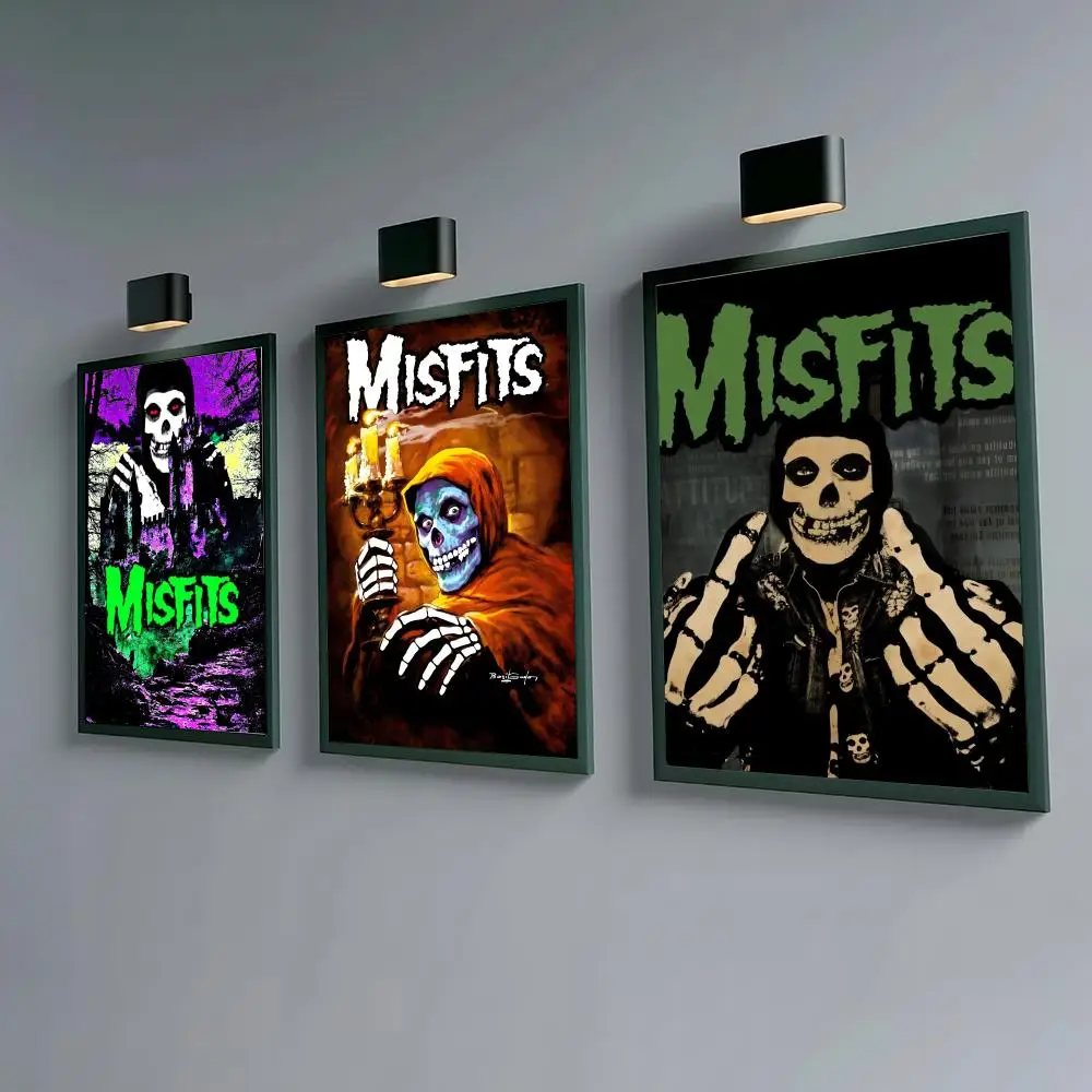Rock Band-M-Misfits Poster Waterproof Peel & Stick Wall Sticker Self Adhesive Art Decor For Living Room Bedroom