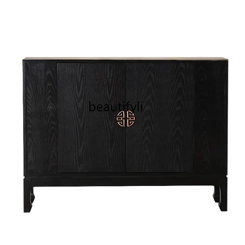 

New Chinese Style Hallway Hall Cabinet Shoe Cabinet Partition Sideboard Cabinet Solid Wood Side View Zen Curio Cabinet Furniture