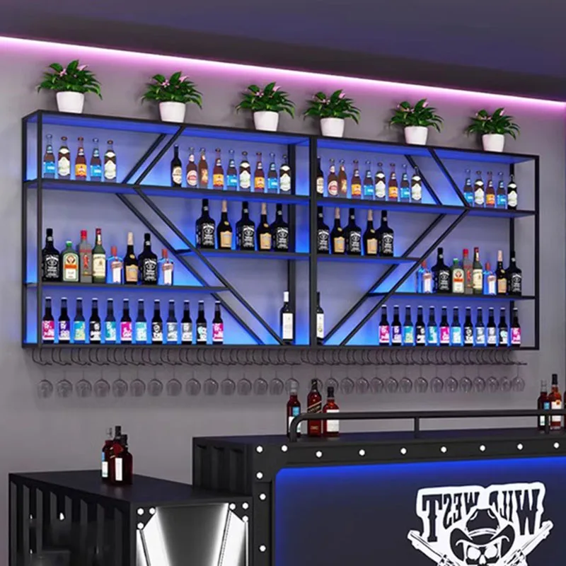 

Display Wall Mounted Wine Cabinets Commercial Cocktail Traditional Metal Bar Cabinet Whisky Buffet Adega Barzinho Home Furniture