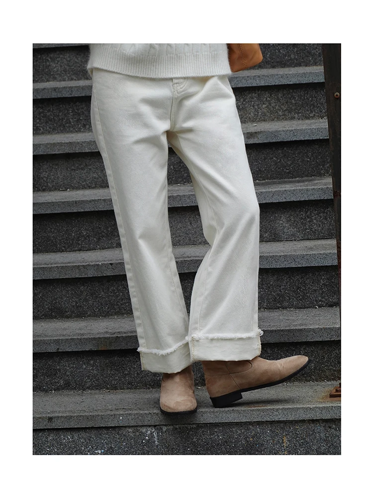 

Прямые белые джинсы с высокой талией, женские свободные винтажные повседневные брюки больших размеров