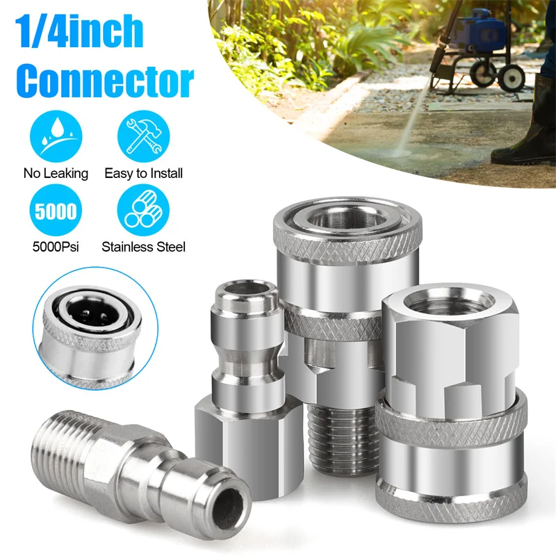 

Муфта для мойки высокого давления 1/4 дюйма, быстроразъемные фитинги из нержавеющей стали, аксессуары «папа-мама» с внутренней внешней резьбой