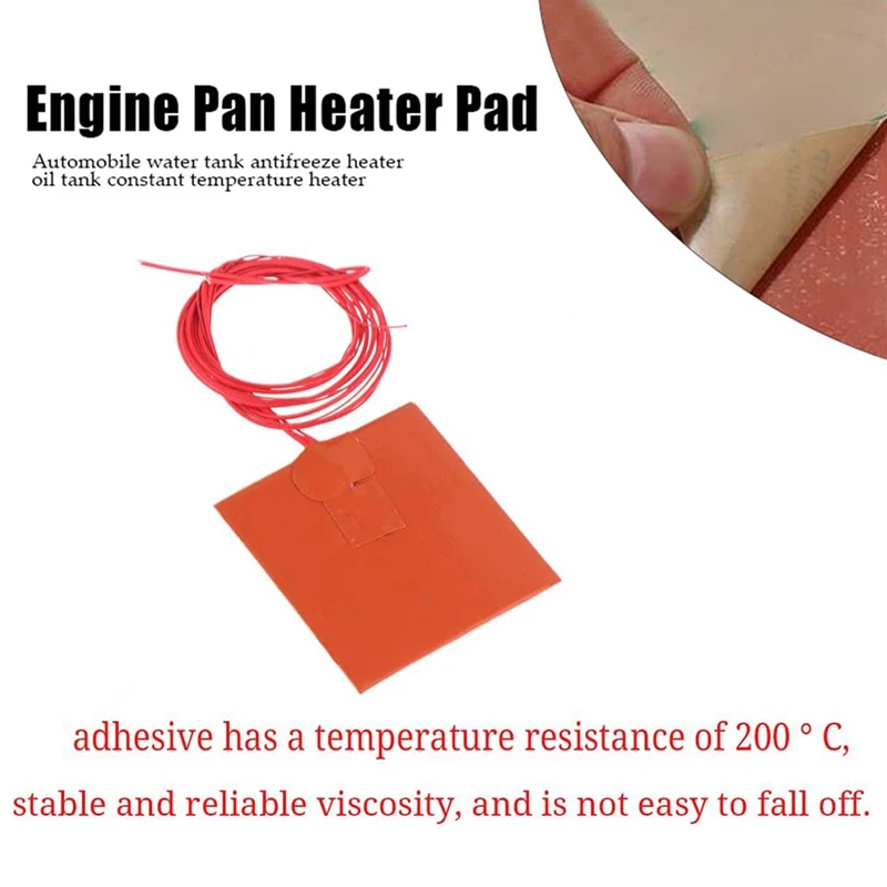 2 Piece Silicone Rubber Heating Pad Heating Baking Mats 12V 30W 200℃ Max (100X100mm)