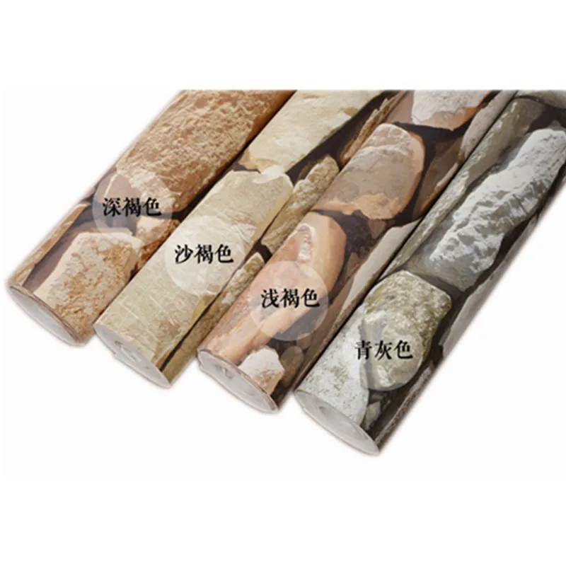 Personality Stone Wallpaper 3D Embossed Rock Brick Wall Paper Living Room Restaurant Cafe Background Wall Covering PVC Wallpaper