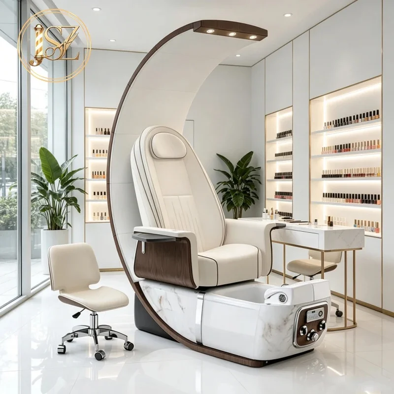 Hot Sale Luxury Electric Massage Acrylic Basin Pedicure Chair With Drain Pump Colorful Lights for Nail Shop