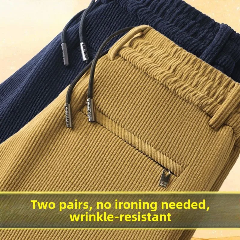 

Men's Fce Lined Loose Casual Pants Thi Warm Corduroy Straight Leg Autumn Winter High End Faion Anti Cold Thermal
