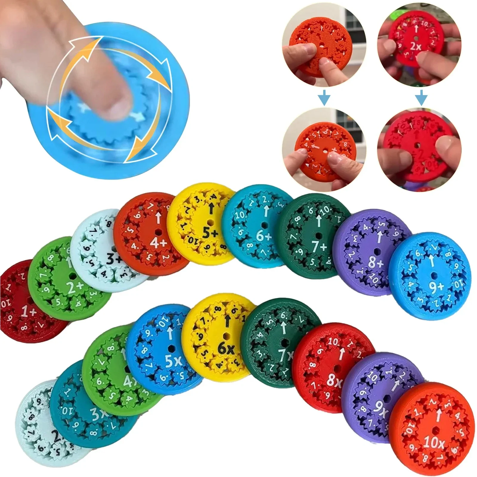 9/18Sets Wiskunde Fidget Spinners Educatief Roterend Speelgoed Cool Fidget Spinners Games Desktop Wiskunde Vermenigvuldiging Spel Student Cadeau