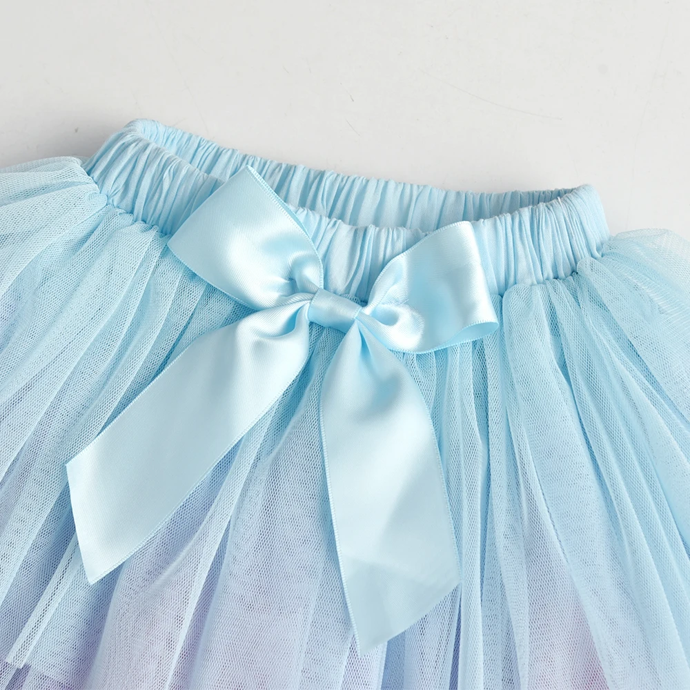 DXTON Baby Girls Skirts 5 Layered Mesh Gradient Tutu Skirt For Girls Ballet Performance Children Skirt Kids Bow Party Clothing