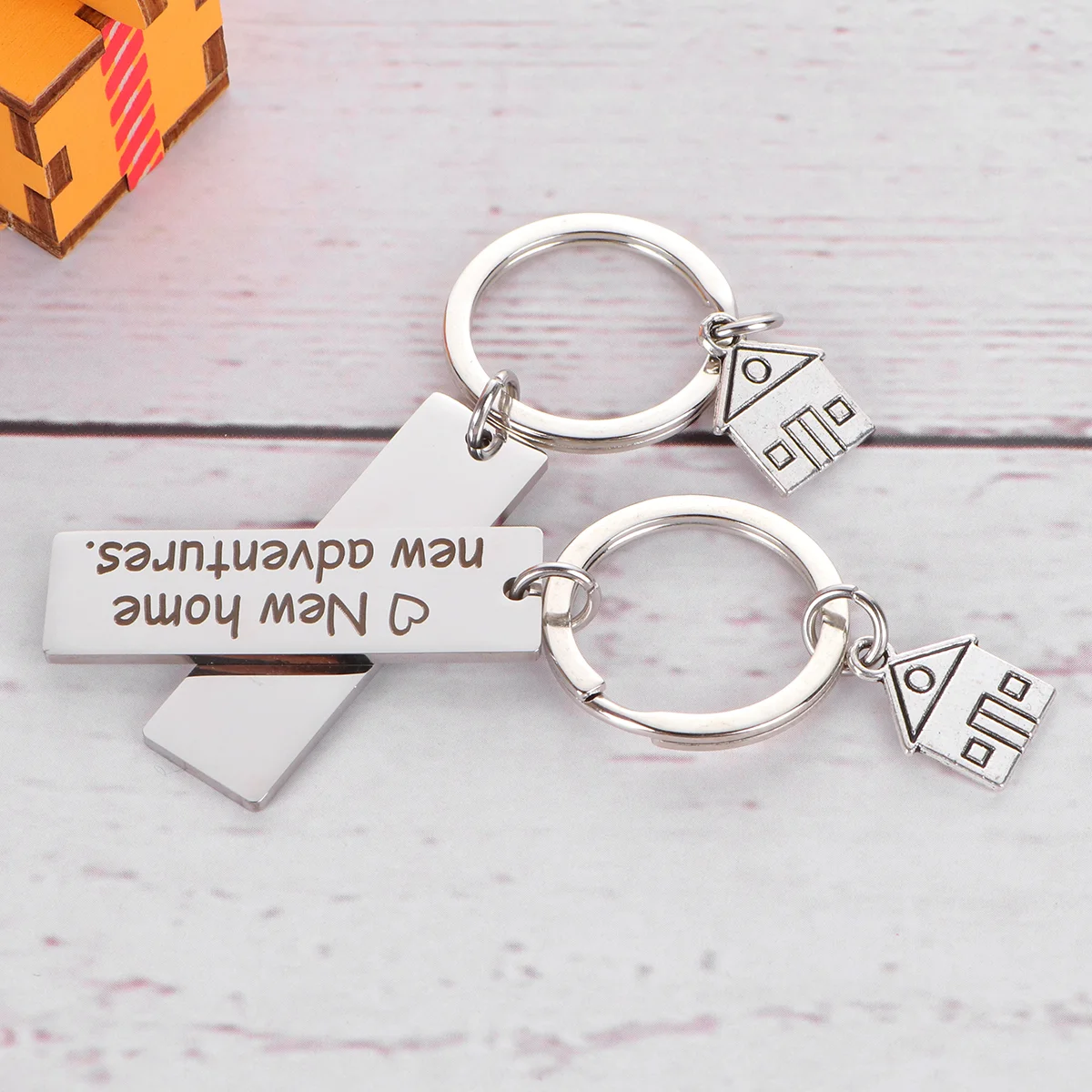 2 Pcs Stainless Steel Child Lovers Gifts Key Chains for Kids Bag Hanging Ornaments Housewarming Keychain