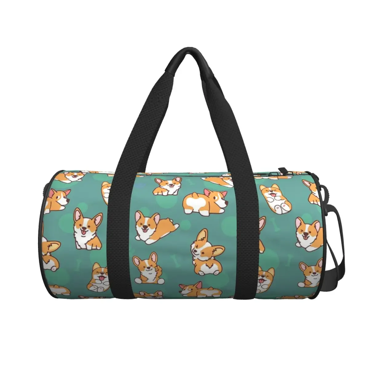 

Corgi Puppy Fun - Green Large Duffle Gym Bag Multi-Functional Duffle Travel Bags Handbags Fitness bag
