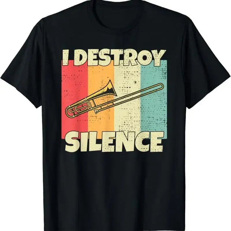 Funny Trombone Instrument I Destroy Silence For T Shirt