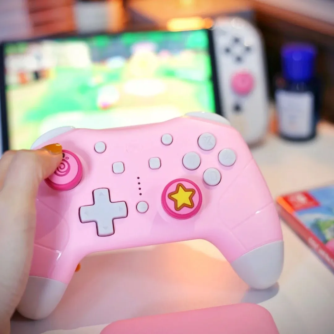 IINE Girl Pink Bluetooth Wireless Game Controller Voice Awakening Vibrating NFC Gamepad for Switch PC Steam