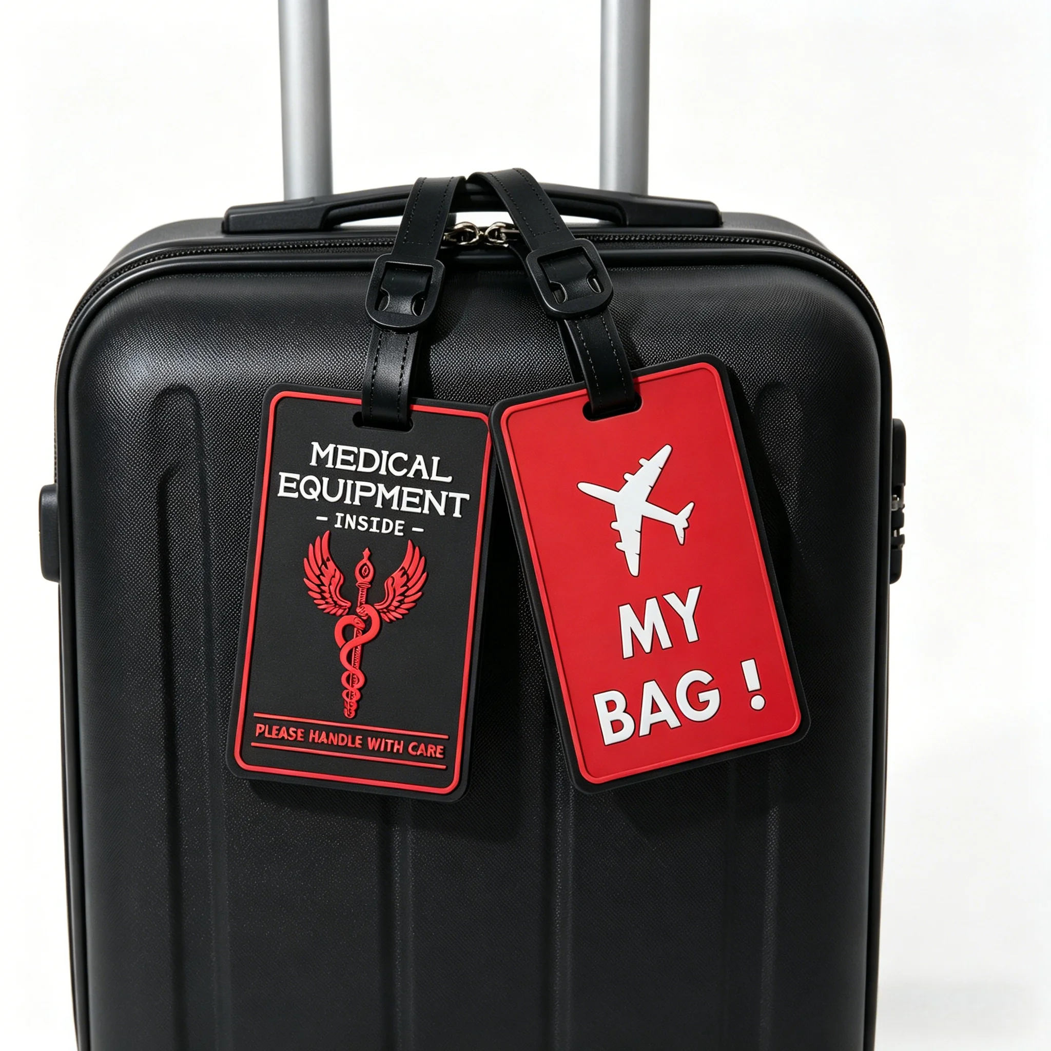 Privacy Protection Luggage Tag Medical Equipment Handle with Care Warning Baggage Label Travel Identifier for Suitcase & Bag