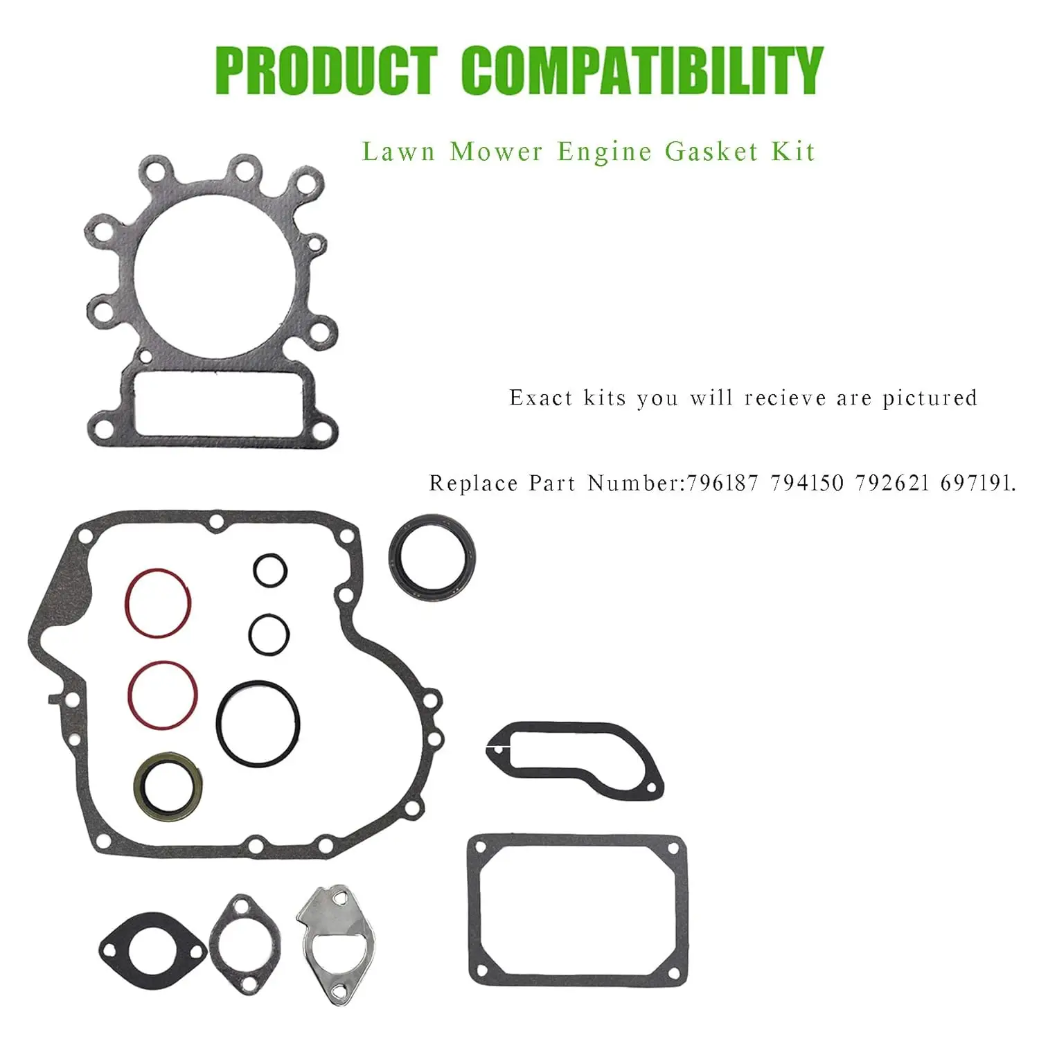796187 Engine Gasket Kit Replacement for Briggs Stratton 794150 792621 697191 Lawn Mower Gasket Set