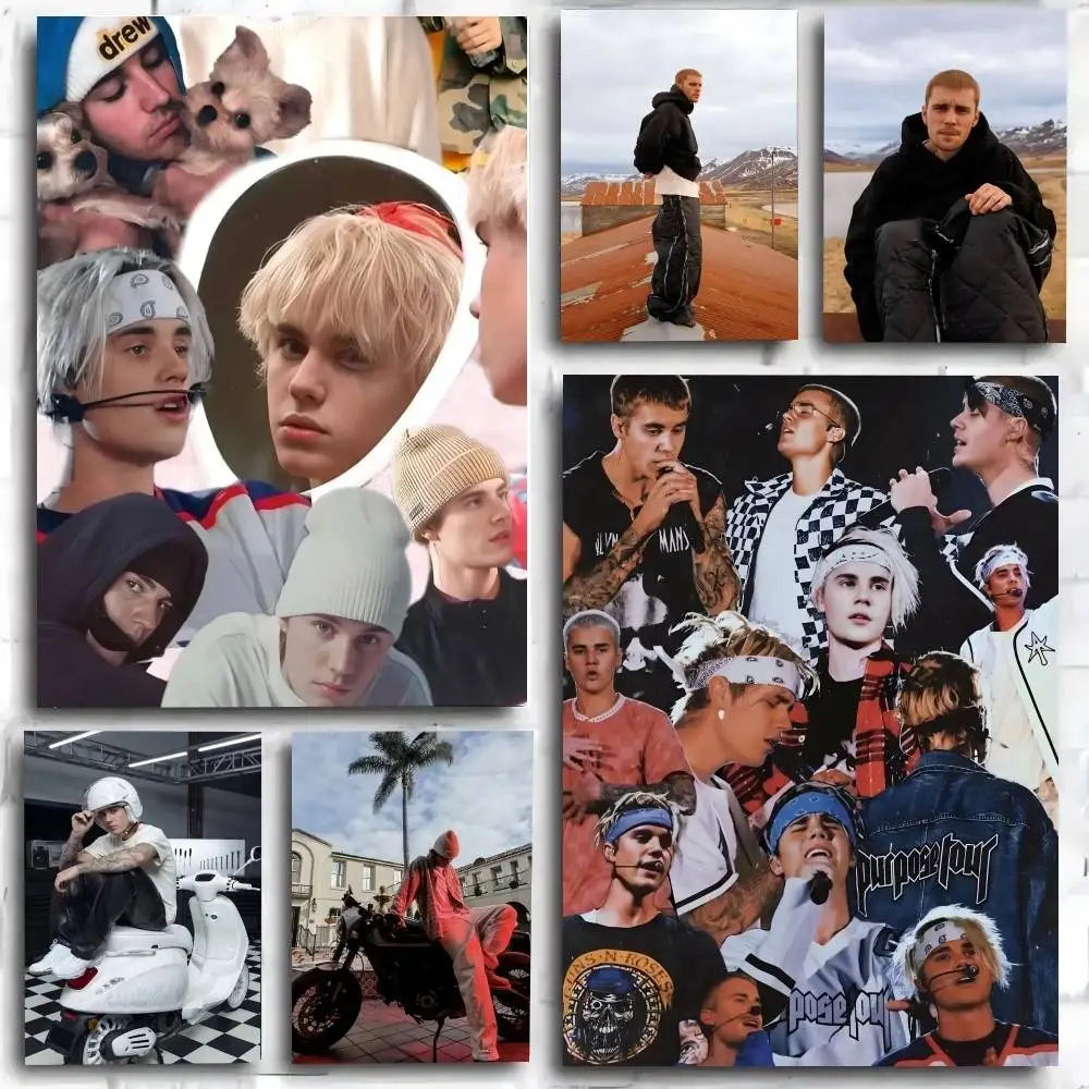 Heißer Verkauf: Neuester Poster-Kunstdruck im Anime-Stil von J-Justin B-Bieber – Ideal als Heimdekoration und perfektes Geschenk für die Raumgestaltung