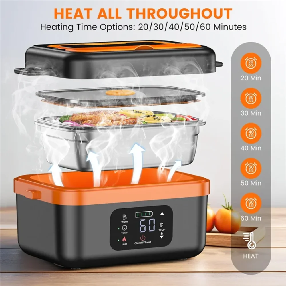 

A98I-Cordless Electric Lunch Box,Rechargeable Self-Heating Food Warmer With 8000Mah Battery,For Work/Travel/Car/Office