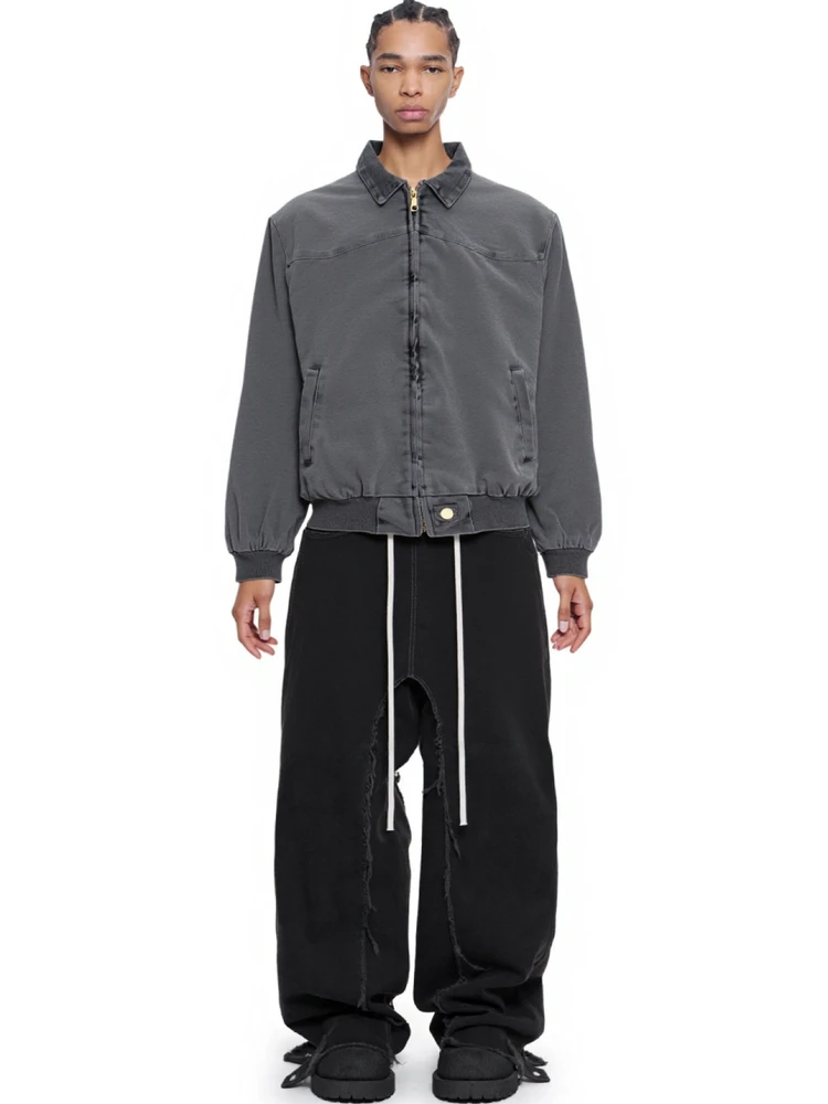 

Мужская укороченная куртка из плотного вощеного холста, свободного кроя, в уличном стиле, новая модель, для пар, молодежная, без рукавов