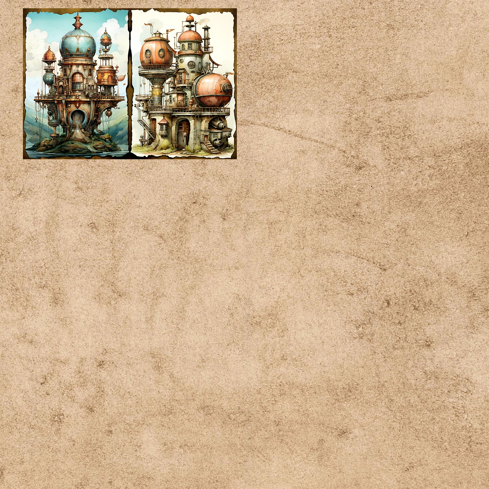 10 Sheets A5 Size Steampunk Mechanical Architecture Landscape Background Vintage Grunge Journal Planning Scrapbooking