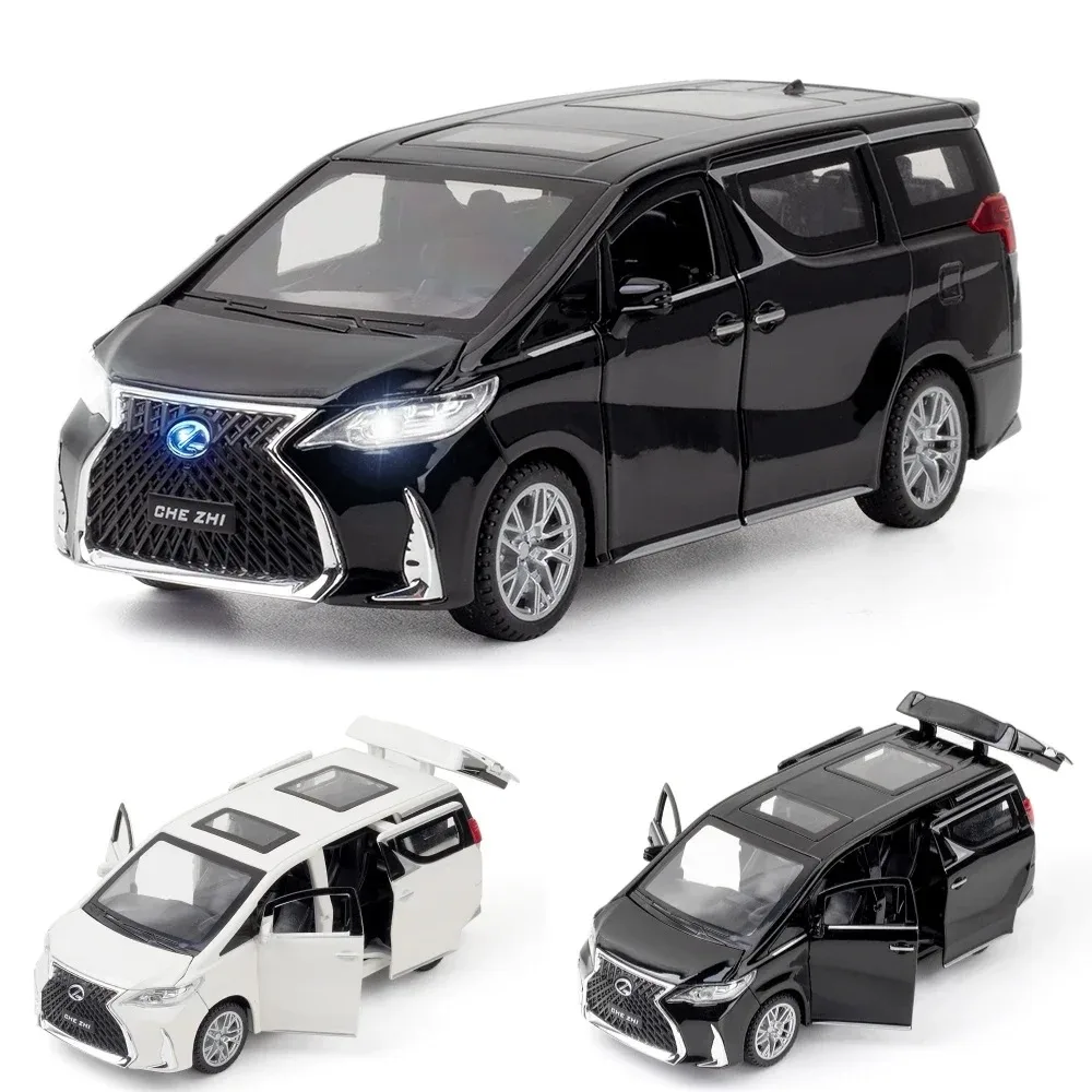 1/32 Lexus LM300h MPV Zabawkowy samochód Diecast Metal Alloy Van Miniaturowy model kolekcjonerski z dźwiękiem i światłem dla chłopca i dziecka