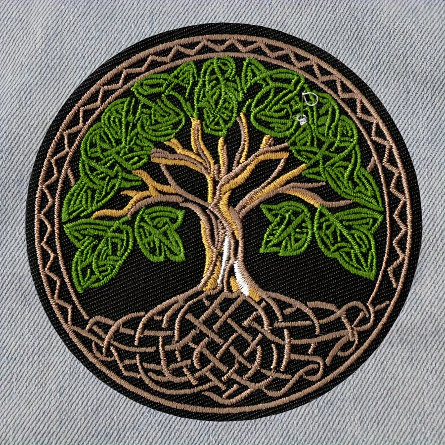 World Celtic Tree of Life Embroidered Classic Iron-on/Sew Patches – Bodhi Wisdom Nature Symbol for Jackets, Bags, and Clothing