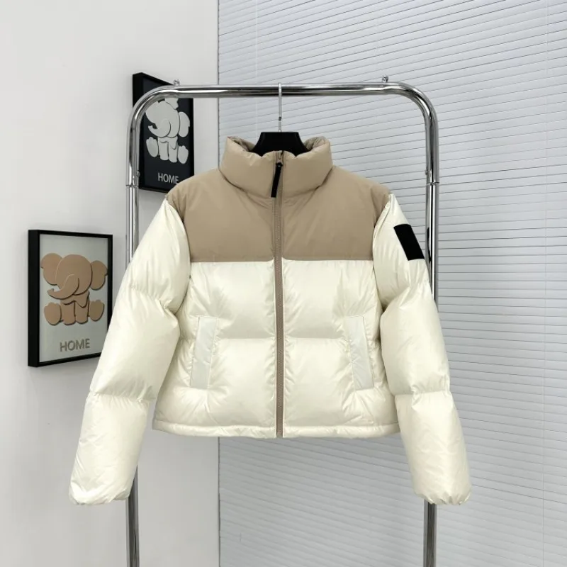 Autumn and winter female Stand collar short Down jacket Y2K Color match Casual jacket warm Fashion clothing movement female coat