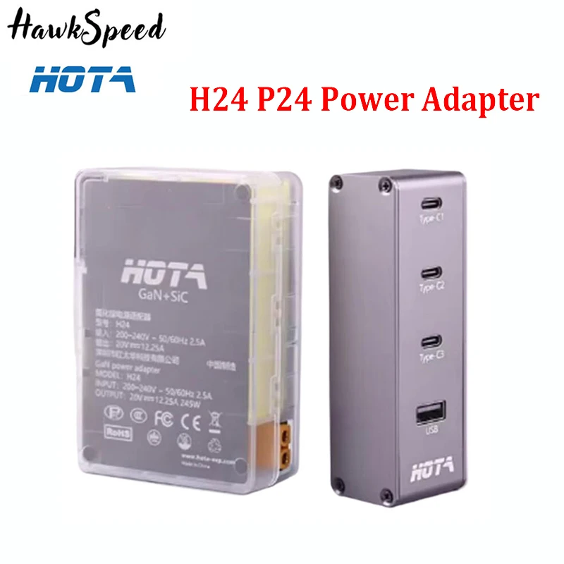 HOTA H24 245W GaN Gallium Nitride AC Adapter P24 PD 248W USB Type-C Charger w/ 3-6S XT60 Input