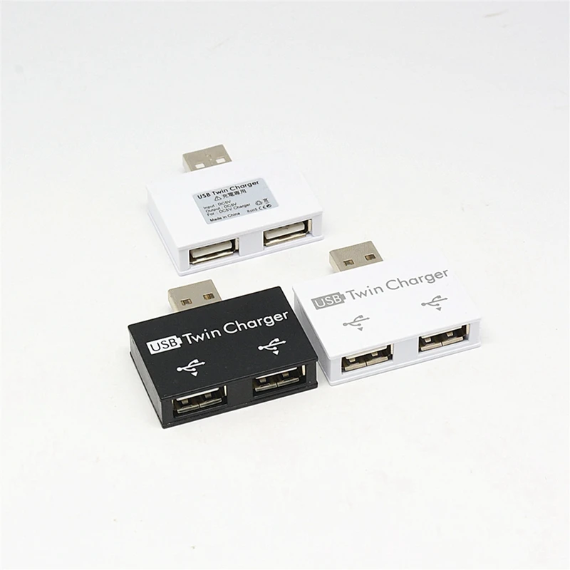 1 Piece USB Hub To 2 Port  Hub Adapter USB Splitter Mini Dual USB Charging Extender For Phone Computer White