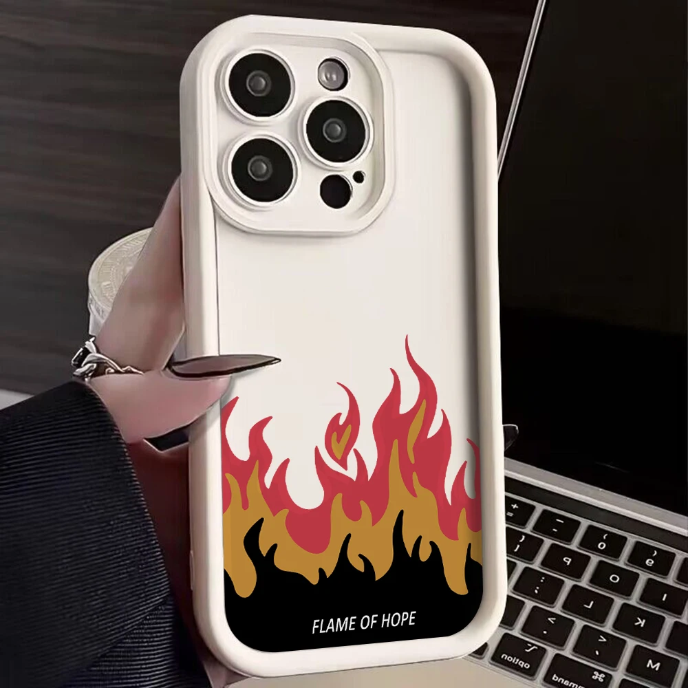 

Red Flame Camera Protection Case For XiaoMi Mi 11 Lite 12T POCO F4 F5 X3 X4 X5 GT 5G Soft TPU Finger Back Cover Funda