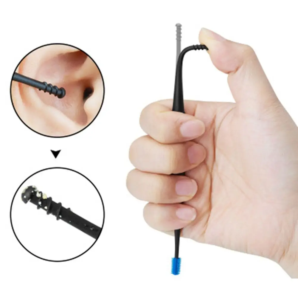 Cuillère d\'oreille portable à double extrémité pour adulte, conception en spirale, soins de santé, dissolvant d\'avertissement d\'oreille,