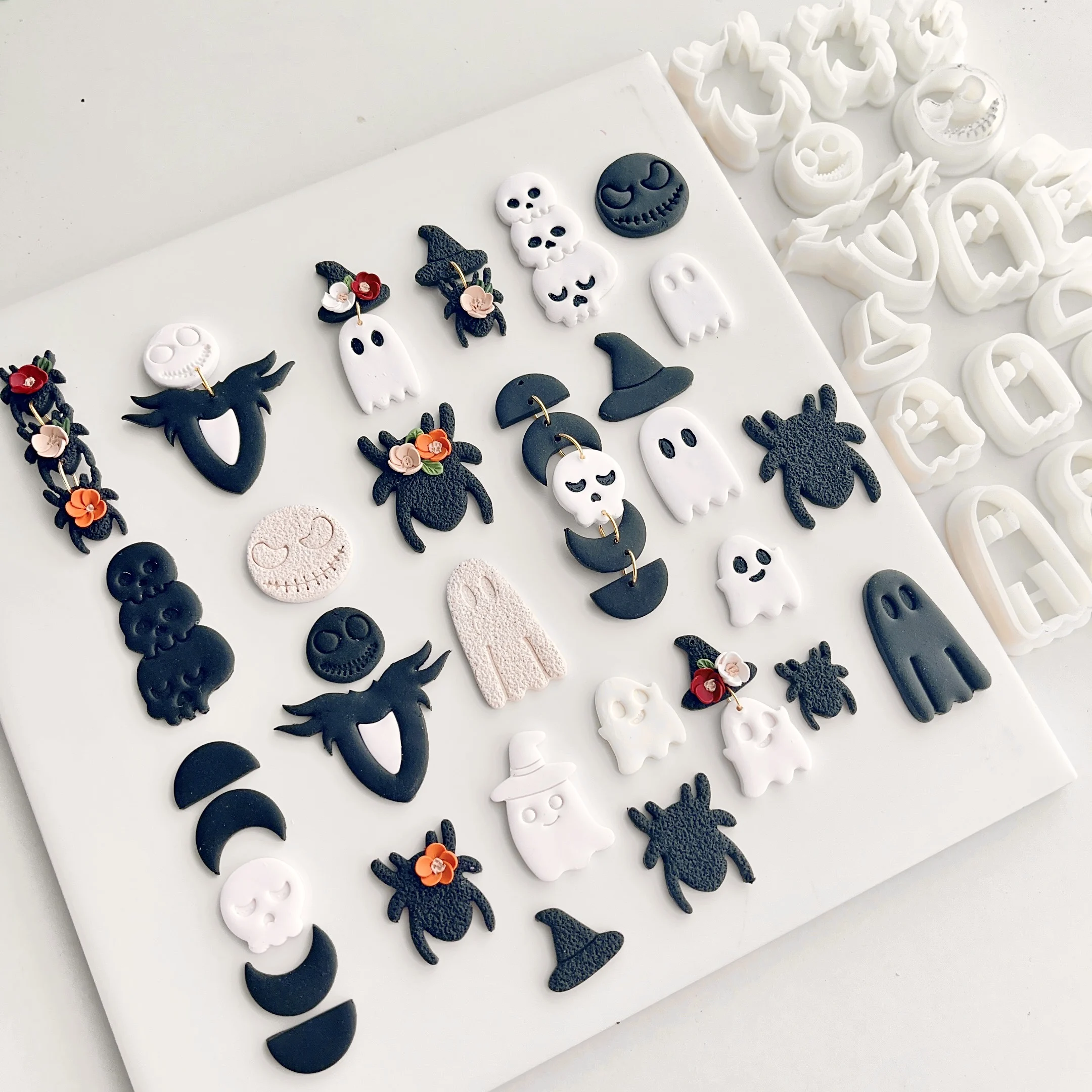 Halloween series different ghost bat shape clay cutting mold DIY earrings jewelry earrings gift making polymer clay mold