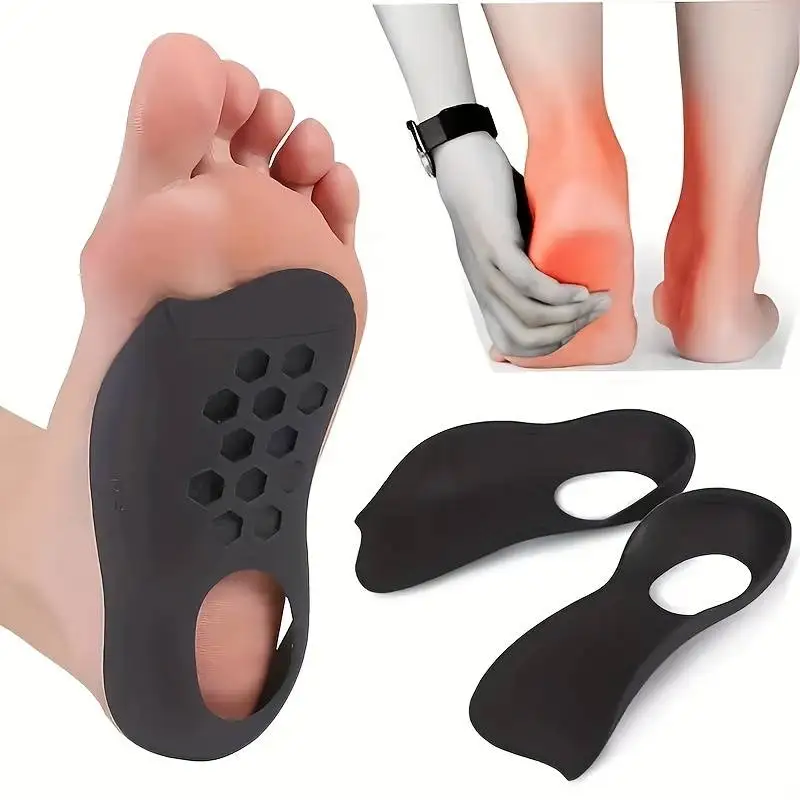 1 pasang sol dalam Orthotic, untuk kaki datar bentuk O kaki dan Plantar Fasciitis dukungan lengkungan Unisex, sisipan sepatu