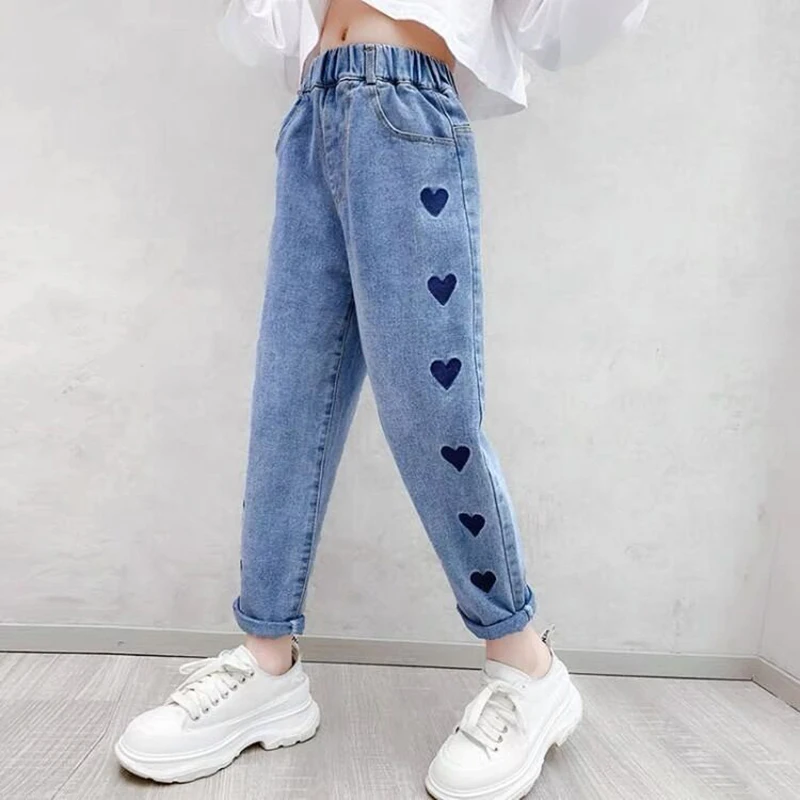 Casual Kids Baby Girls Cowboy Pants Spring Autumn Baby Girls Printing Jeans Kids Girls Children Clothing Kids Baby Girls Jeans