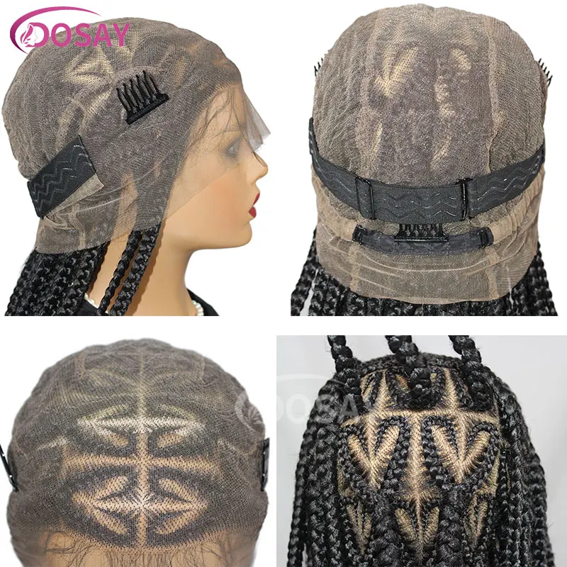 New Dosay Full Lace Wig With Baby Hair Heart Knotless Braided Wig For Black Women Synthetic Cornrow Braids Lace Front Wig 36Inch