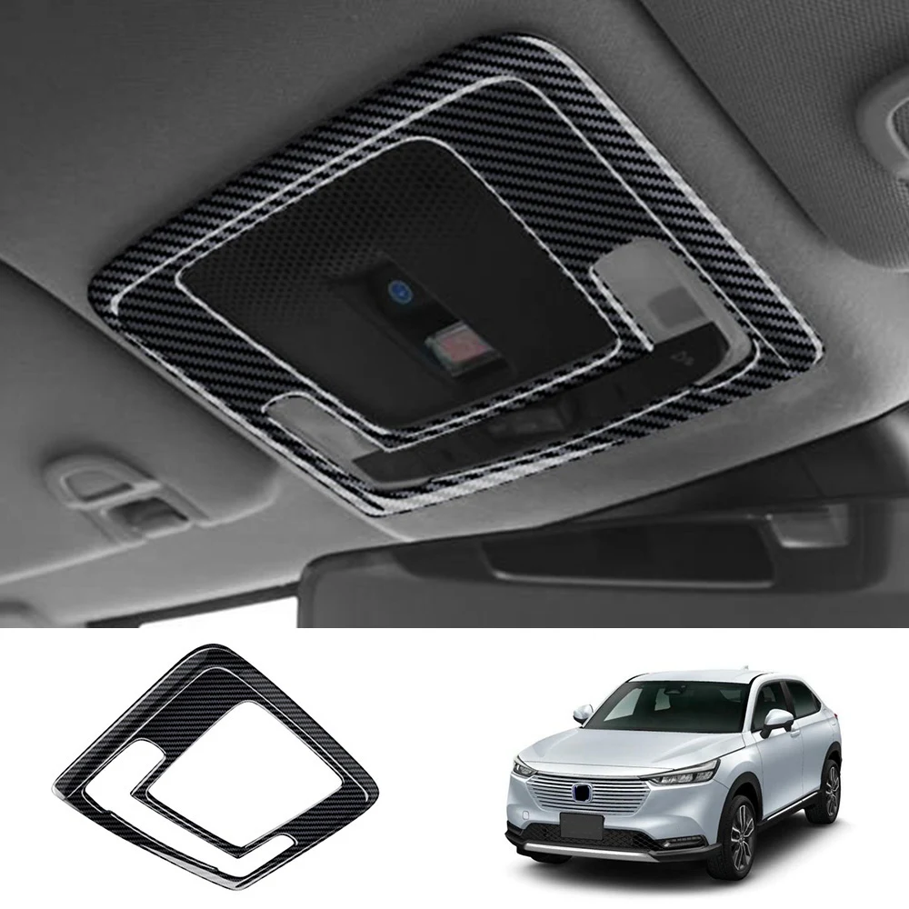 Car Carbon Fiber Interior Front Reading Light Lamp Cover Trim Sticker for Honda Vezel HR-V HRV 2021 2022