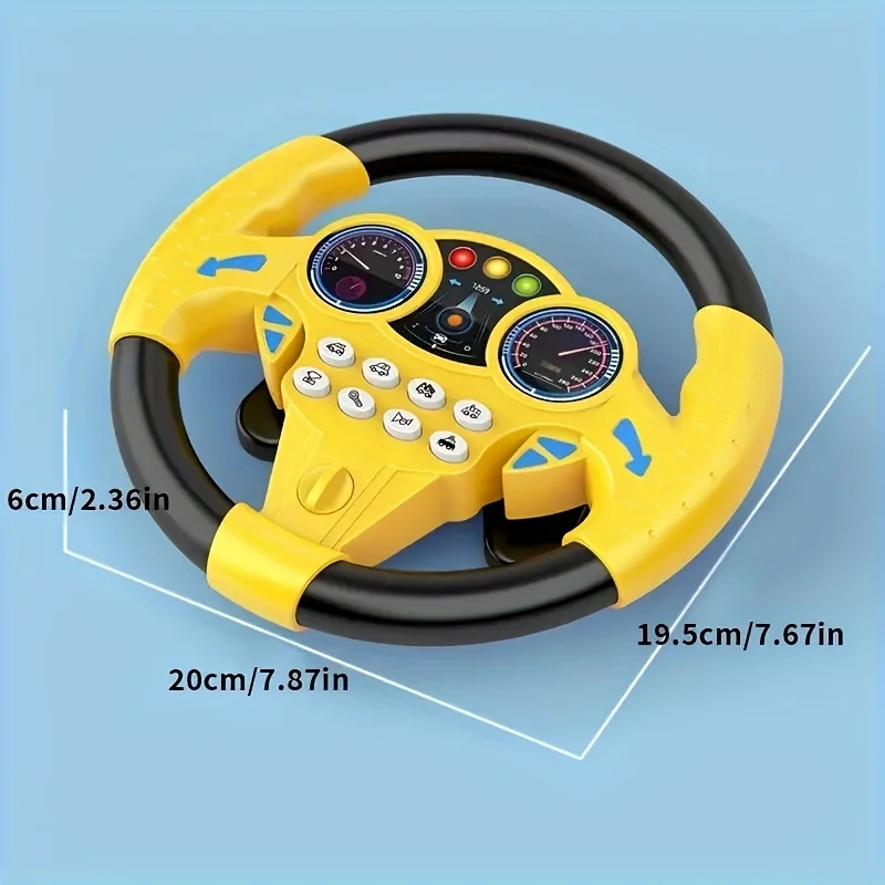 1pc ​​Vertical Steering Wheel Educational Toy Car​​ - Battery Operated ABS for Kids Birthday, Multi-Color (Yellow/Pink)