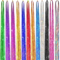 1 Pc Sparkle Shiny Hair Tinsel Hair Extensions Dazzles Women Hippie for Braiding Headdress Hair Braiding Tools Long 100cm